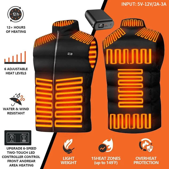 🔥Limited-Time Discount 56% OFF🔥 2025 Updated Version Two-touch 15Heat Zones LED Controller Heated Vest For Men & Women With Battery Pack