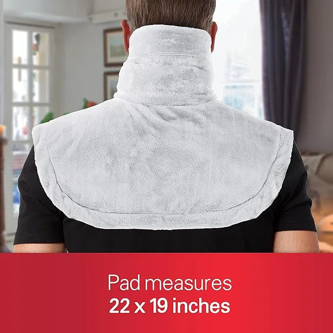 Contoured Heating Pad for Neck & Shoulder Pain Relief with Auto Shut Off, Moist Heating Option, 22 x 19, Grey