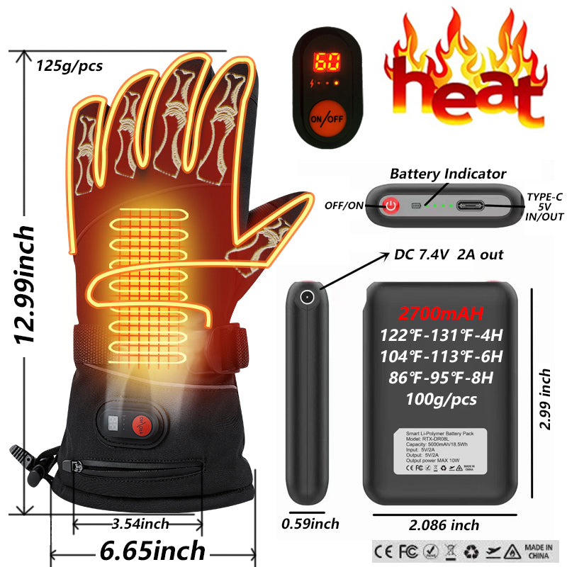 Heated Gloves With Battery Pack