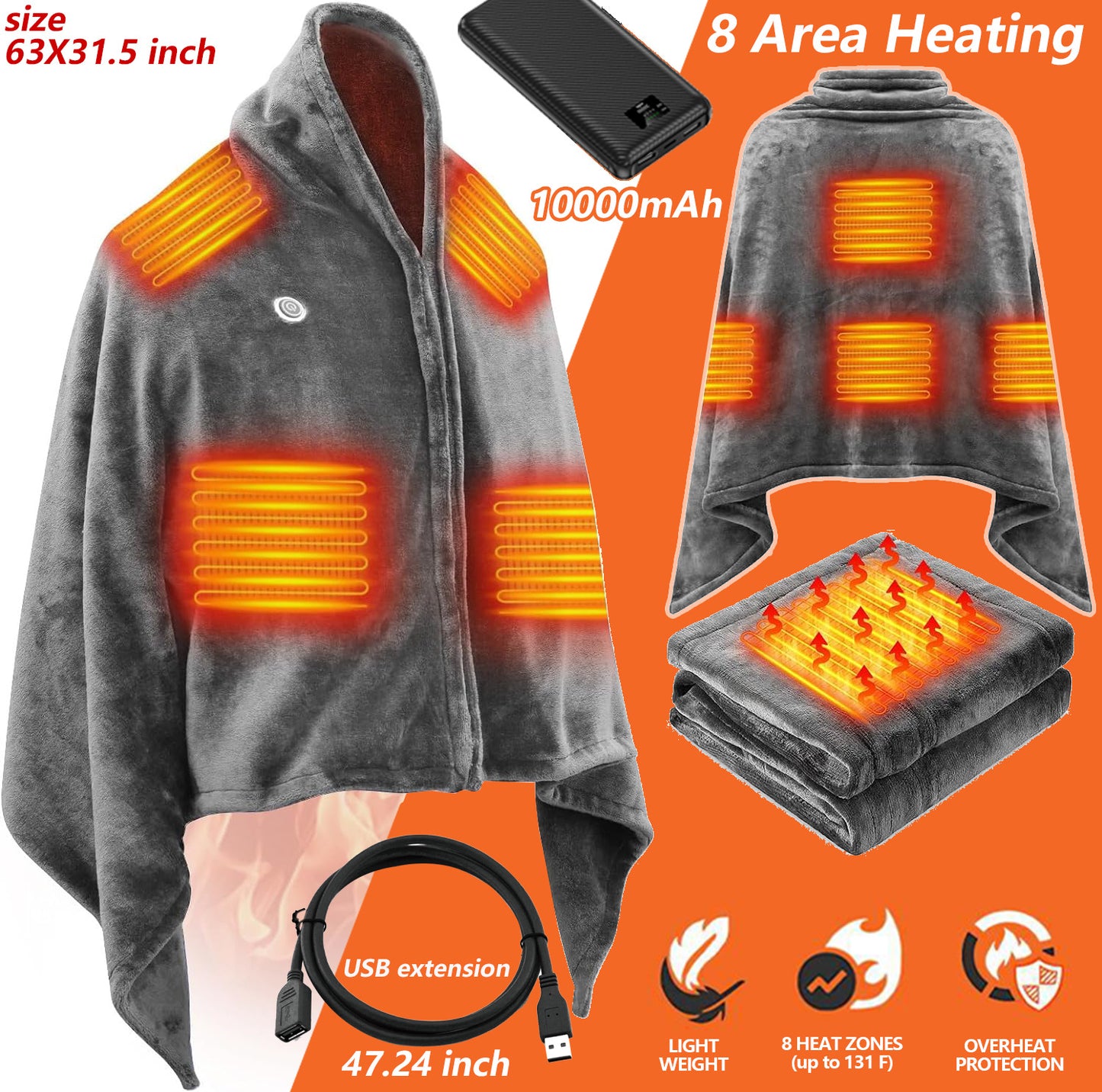 Heated Shawl For Men & Women With Battery Pack