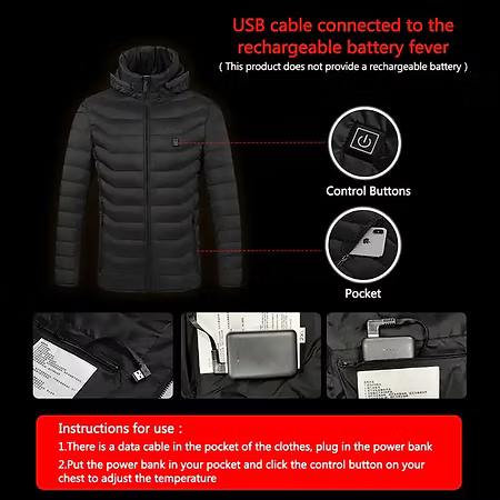8 Zones Heated Puffer Jacket For Men & Women With Battery Pack